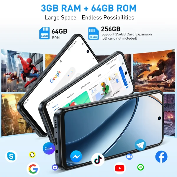 2025 New XGODY Smartphone Android,6.5 inch Screen,3GB+64GB ROM,Mobile phones,4250mAh,13MP,4G Network,Dual SIM 4Core,Cellphones - Image 6