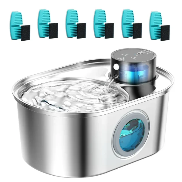 108oz/3.2L Stainless Steel Wireless Cat and Dog Drinker Rechargeable Automatic Pet Drinker Water Fountain Motion Sensor Bowl - Image 10