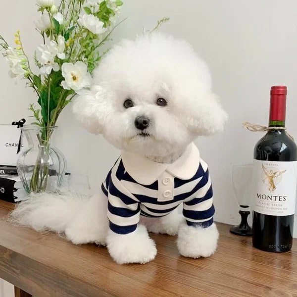 Summer Polo Shirt for Dogs Puppy Clothes Bichon Frise Chihuahua Stripe Dog Sweatshirt Dog Cooling Vest for Small and Medium Dogs - Image 3