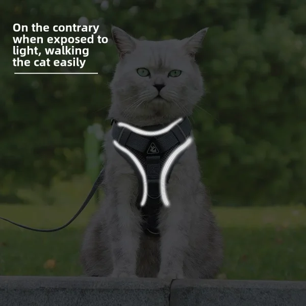 Cat Harness and Leash Set Escape Proof For Small Medium Dog Cat Breathable Reflective Adjustable Kitten Chest Strap Pet Supplies - Image 4