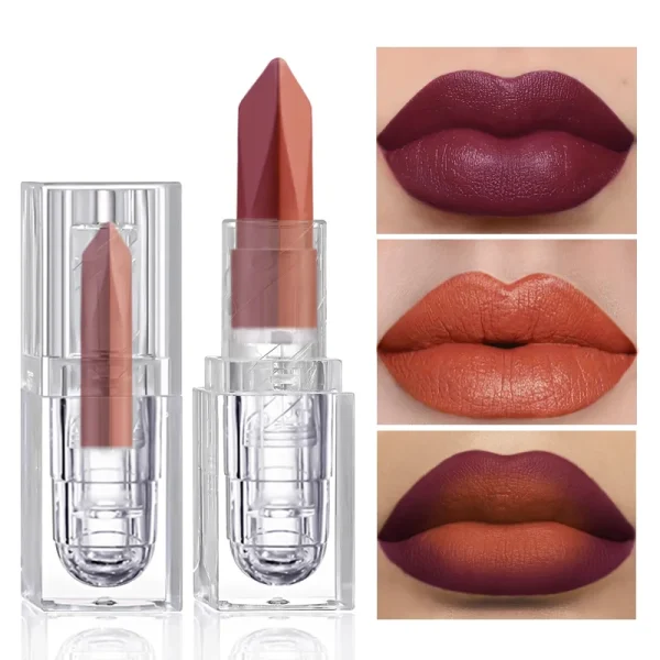 Orange Lipstick Lip Glaze Silky Smooth Matte Lip Gloss Carrot Bright Color Lasting Lip Stick Sexy Women Cosmetics Makeup Product - Image 2