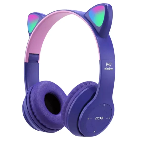 Wireless Headphones Cat Ear Gaming Headset Glow Light Bluetooth-Compatible Helmets Cute Over-Ear Headsets for Kids and Adult - Image 8