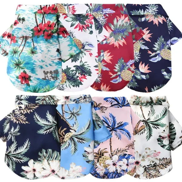 Pet Cat T-Shirts Hawaiian Beach Style Thin Breathable Summer Dog Clothes for Small Dogs Chihuahua Yorkies Poodle Puppy Cat Vest - Image 2