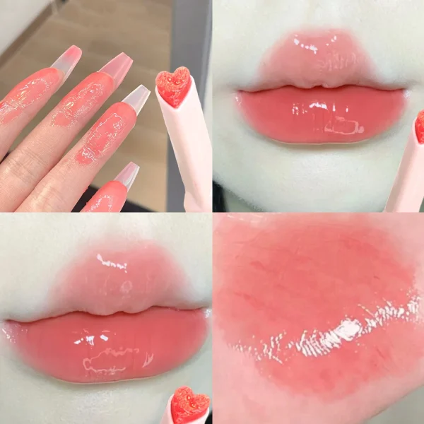 Water-light Lip Glaze Mirror Glitter Lip Tint Long Lasting Moisturising Love Heart Shape Solid Lipstick Pen Lips Makeup Cosmetic - Image 9