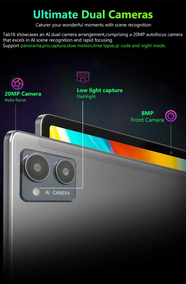 2025 New Global Version 10.36inch 2000*1200 Tablet Android14 Netflix Unisoc T616 12GB 256GB 4G Dual SIM Card 20MP Camera 8000mAH - Image 2