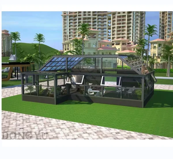 prefabricated sliding retractable sophisticated  glass house aluminum glass sunroom for house garden - Image 2