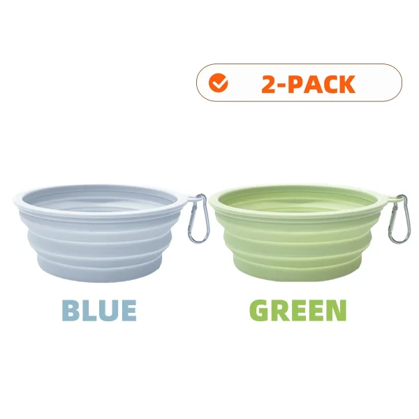 2pcs Collapsible Pet Silicone Dog Food Water Bowl Outdoor Camping Travel Portable Folding Supplies Dishes with Carabiner - Image 11