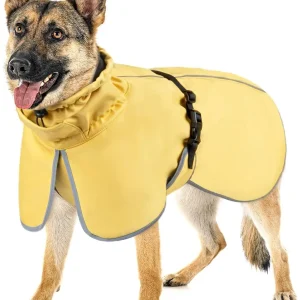 Dog Raincoat Waterproof - Adjustable Dog Poncho Raincoat Lightweight Rain Jacket with Soft Lining for Medium Large Dog Yellow