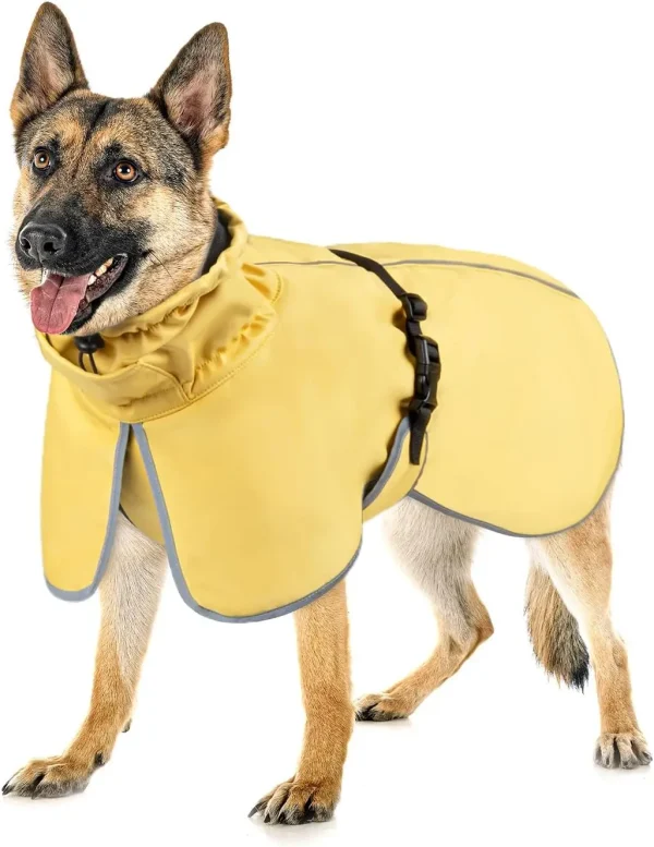 Dog Raincoat Waterproof - Adjustable Dog Poncho Raincoat Lightweight Rain Jacket with Soft Lining for Medium Large Dog Yellow