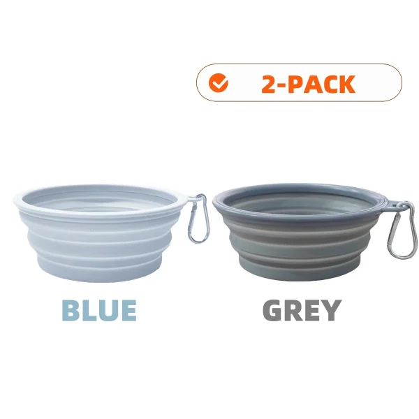 2pcs Collapsible Pet Silicone Dog Food Water Bowl Outdoor Camping Travel Portable Folding Supplies Dishes with Carabiner - Image 10