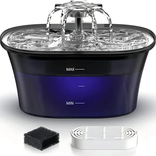 2.5L Cat Water Fountain Auto Filter USB Electric Mute Cat Drinker Bowl Pet Water Dispenser with Stainless Steel Lid - Image 7