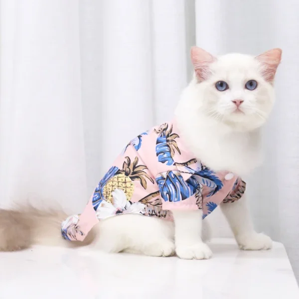 Pet Cat T-Shirts Hawaiian Beach Style Thin Breathable Summer Dog Clothes for Small Dogs Chihuahua Yorkies Poodle Puppy Cat Vest - Image 5