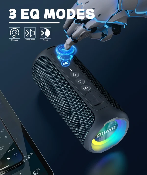 Ortizan X8Pro Bluetooth Speakers,40W Loud Portable Wireless Speaker IPX7 Waterproof Shower Speakers with Bluetooth 5.3 Deep Bass - Image 4