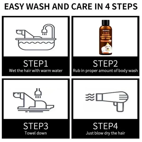 Dog Wash 3-in-1 Coconut Shampoo and Conditioner Plant-Based Organic Tearless Moisturizer Dog Shampoo and Conditioner Carpet - Image 3