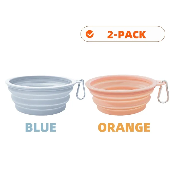 2pcs Collapsible Pet Silicone Dog Food Water Bowl Outdoor Camping Travel Portable Folding Supplies Dishes with Carabiner - Image 12