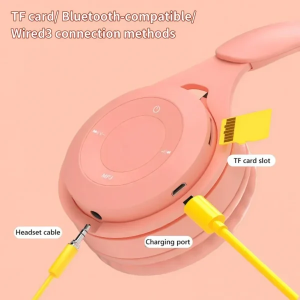 Headphones Kids Wireless Bluetooth Earphones Stereo Foldable Helmets Gaming Headsets Over-ear Headphones for Android ios - Image 4