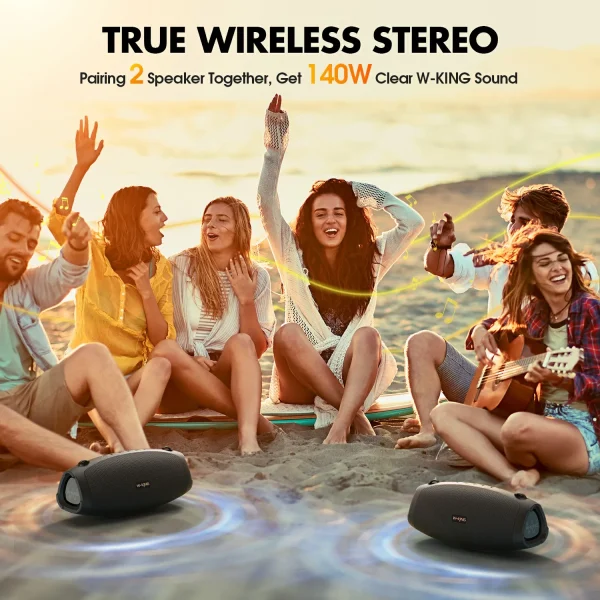 W-KING 70W Waterproof Portable Loud Bluetooth Speaker, Wireless Outdoor Boombox SubwooferTriple Passive Radiators-Deep Bass - Image 5