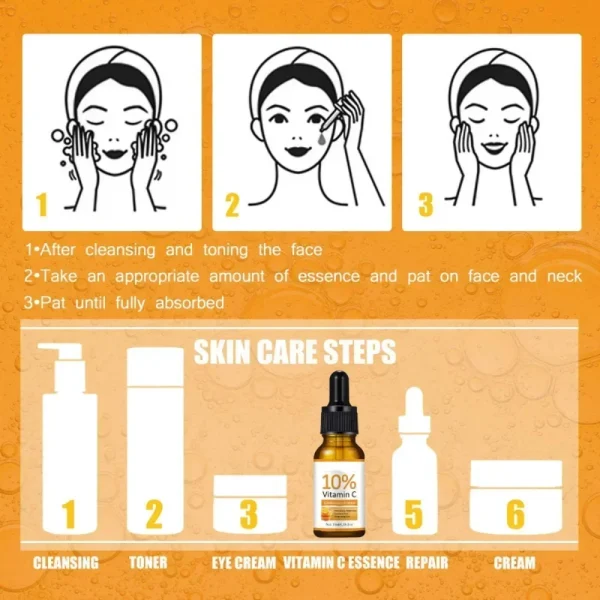 Vitamin C Whitening Face Serum Hyaluronic Remover  Acid Lightens Black Spot Sunburn Anti-oxidation Korean Skincare Products - Image 5