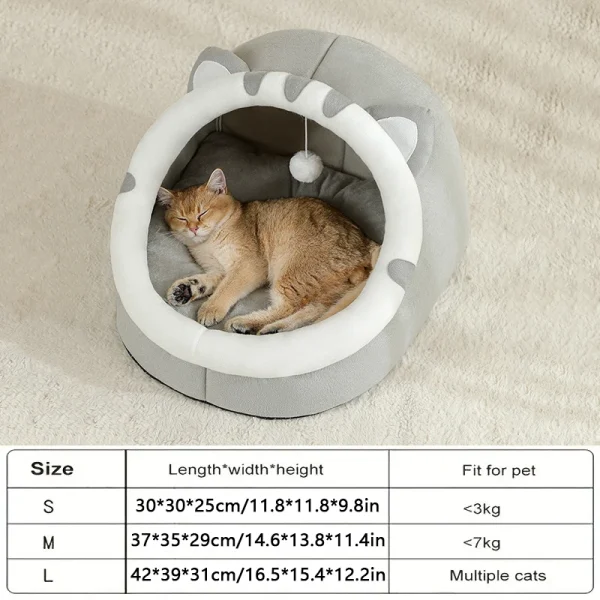 Super Cat Bed Warm Pet House Kitten Cave Cushion Cat House Warm Sleeping Dog Basket Tent Small Dog Mat Supplies Bed For Cats - Image 6