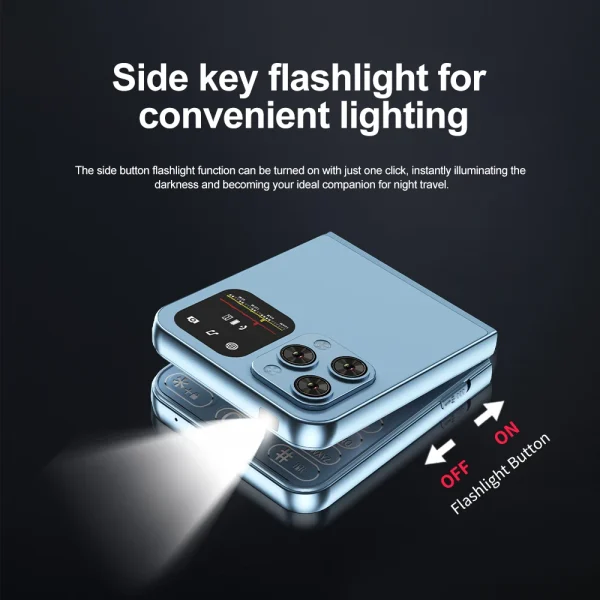 SERVO A70 PRO Flip Mobile Phone 3G WCDMA Speed Dial MP4 Player Flashlight FM Radio Foldable 2 SIM Standby Feature Phones Type-C - Image 3