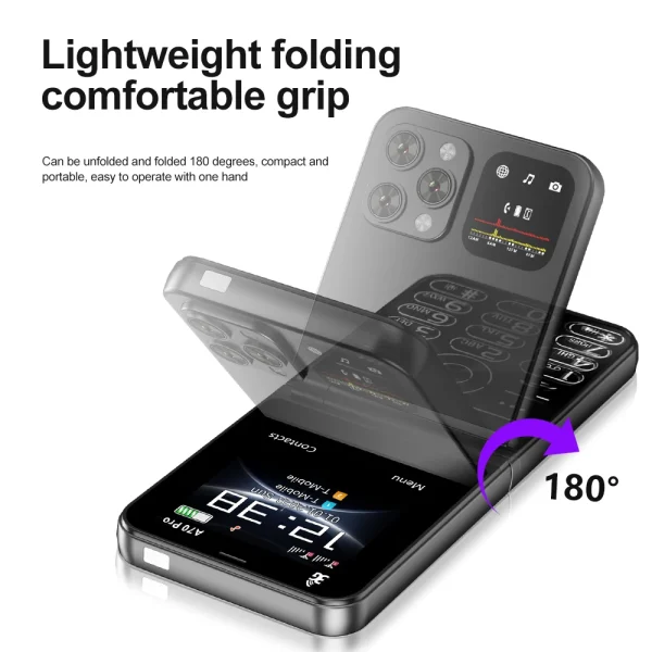 SERVO A70 PRO Flip Mobile Phone 3G WCDMA Speed Dial MP4 Player Flashlight FM Radio Foldable 2 SIM Standby Feature Phones Type-C - Image 2