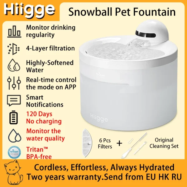 Hiigge Cat Water Fountain SE 70mai Wireless Automatic Pet Drinker for Dog Cordless Water Dispenser with data analysis - Image 10