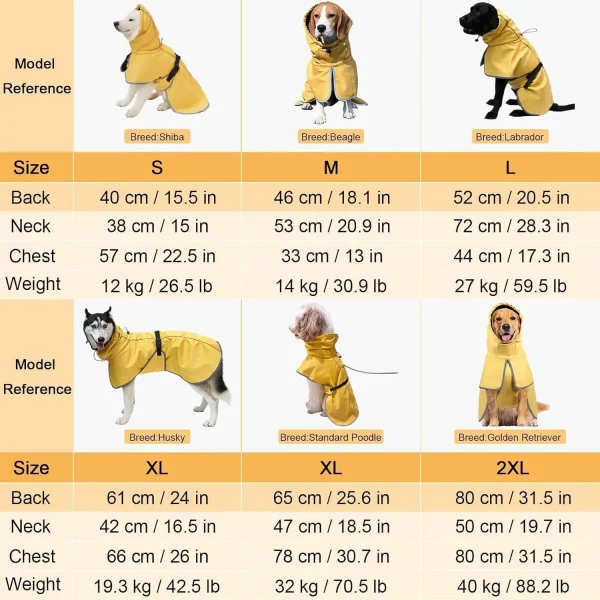 Dog Raincoat Waterproof - Adjustable Dog Poncho Raincoat Lightweight Rain Jacket with Soft Lining for Medium Large Dog Yellow - Image 6