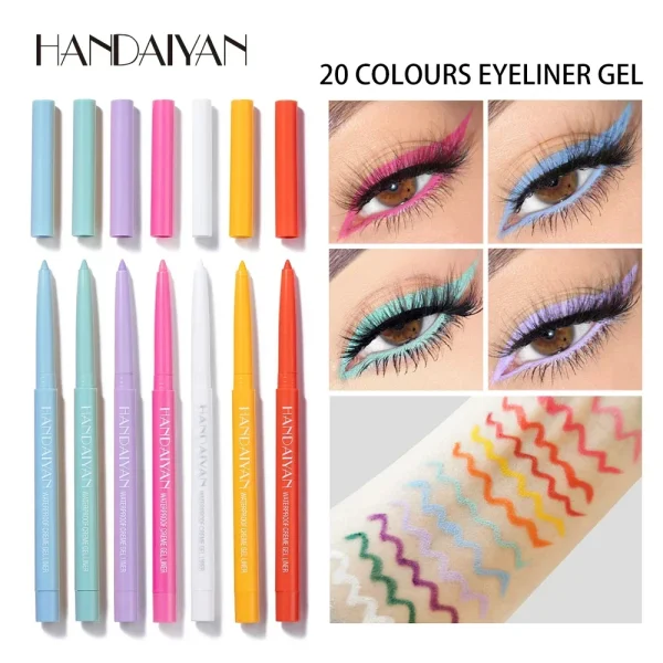 Matte Colorful Eye Liner Pen Cream 20 Colors Eyeliner Gel Pencils Option Easy To Wear Make Up Cosmetics White Yellow Blue Purple - Image 2