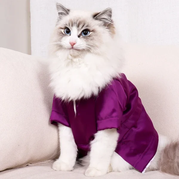 Fashionable Pet Clothes Summer Shirt Cat Wear Silk Dazzle Breathable Thin Non-Stick Fur Traditional Chinese Garments Cat Dresses - Image 5