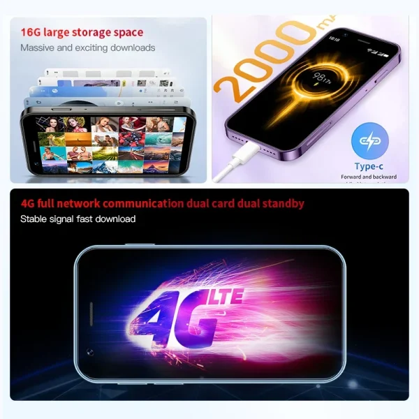 SOYES XS16 Mini Android10.0 Smartphone 4G Network 2GB RAM 16GB ROM 3" Display 5MP Camera Dual SIM With Play Store WhatsAPP - Image 3