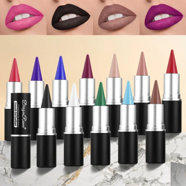 Matte Lip Liner, Long-Lasting and Durable, Automatic Rotating Wax Texture, Suitable for All Skin Types, Multi-Purpose, Suitable for Eyeliner Holiday Party Lipstick - Image 3
