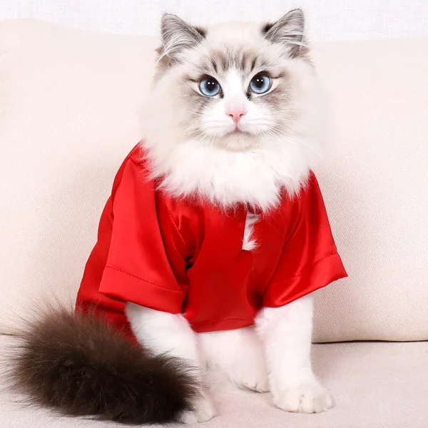 Fashionable Pet Clothes Summer Shirt Cat Wear Silk Dazzle Breathable Thin Non-Stick Fur Traditional Chinese Garments Cat Dresses - Image 8