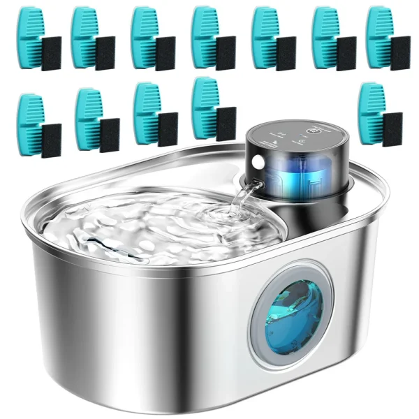108oz/3.2L Stainless Steel Wireless Cat and Dog Drinker Rechargeable Automatic Pet Drinker Water Fountain Motion Sensor Bowl - Image 9