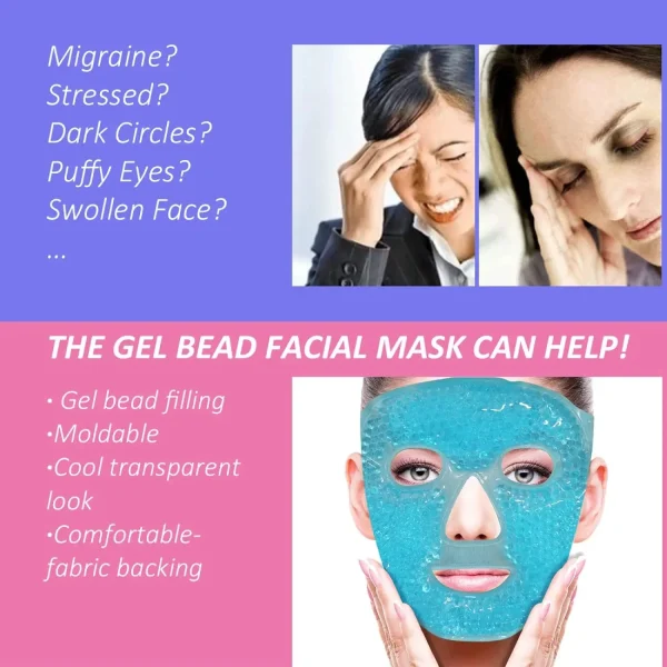 SPA Ice Cold and Hot Heat Full Face Eye Mask Sleeping Ice Pack Reduce Face Puff Dark Circles Gel Beads Compress for Woman - Image 3