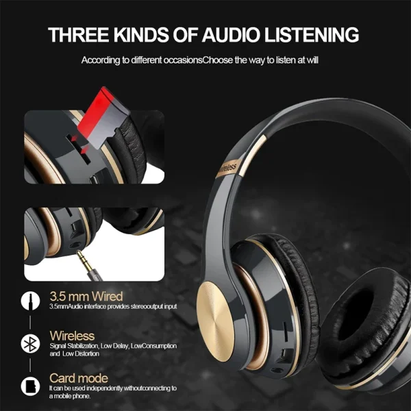 Foldable Sport Earphone HiFi Headset Wireless Headphones Bluetooth Music Headset Over Ear Bass Earphone With Mic Support TF Card - Image 5
